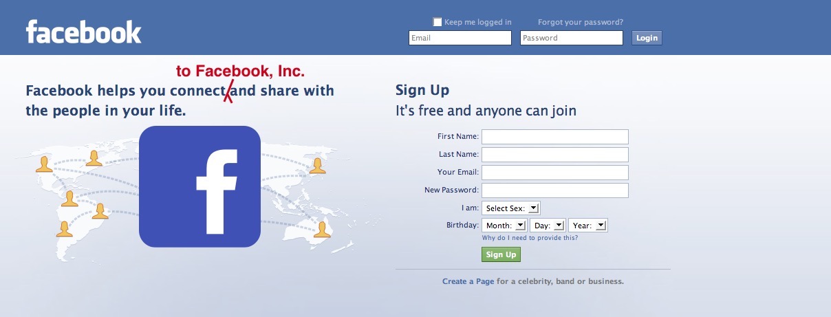Facebook’s realiteit: het verbindt je aan Facebook, Inc.