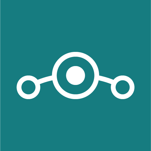 LineageOS logo: an downwards sloping arc with three hollow circles (nodes) overlayed. The two at the ends are smaller and the one in the middle is larger and has a filled in circle inside of it.
