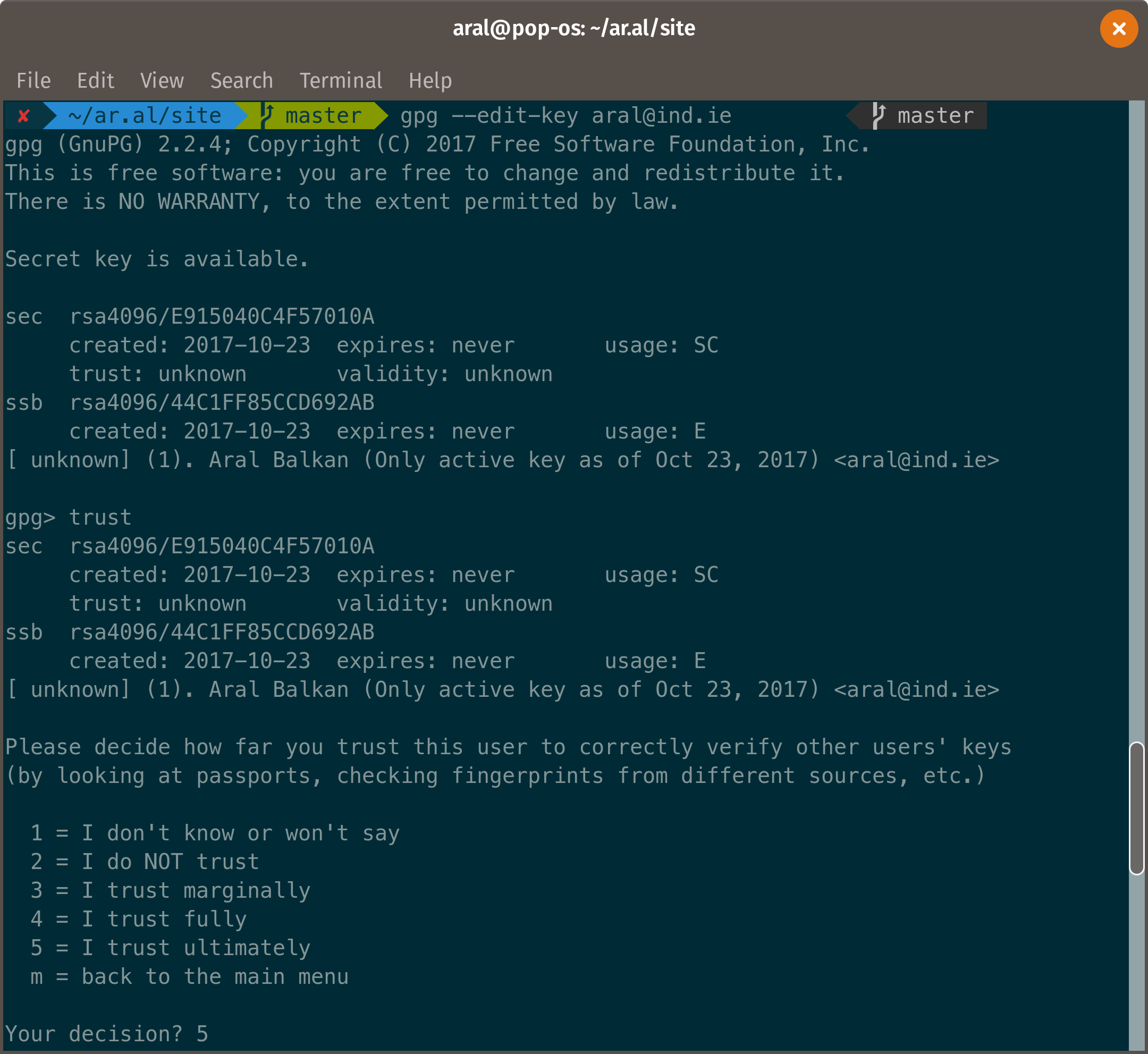 Screenshot of terminal showing the result of the commands issued in the instructions above.