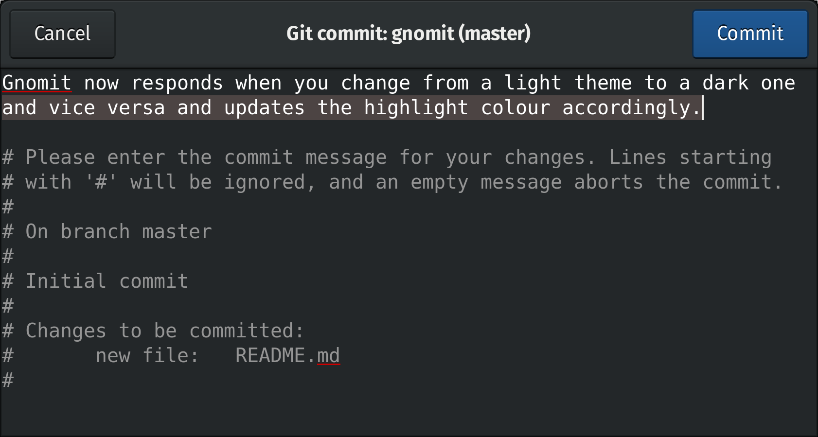 Screenshot of Gnomit version 1.0.5 in a dark theme.