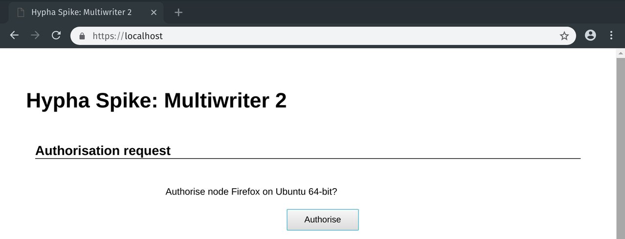 Screenshot of an authorisation request. Message: Authorise node Firefox on Ubuntu 64-bit? Button with label: Authorise