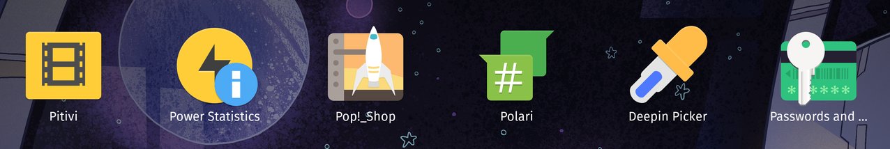 Screenshot of some consistent Pop!_OS icons from Pop!_OS 18.10 and earlier.