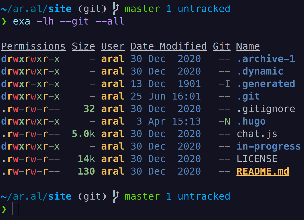 Screenshot of Gills showing the empty line after the command and the command output