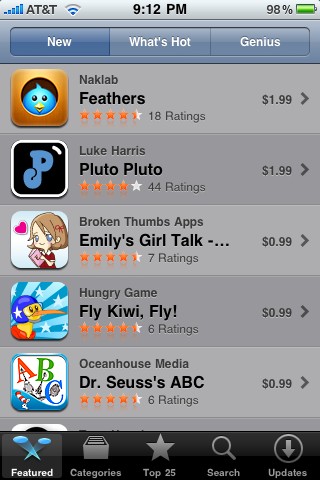 Feathers being featured on the US App Store