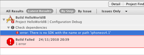 Xcode error: there is no SDK with the name or path 'iphoneos4.1'